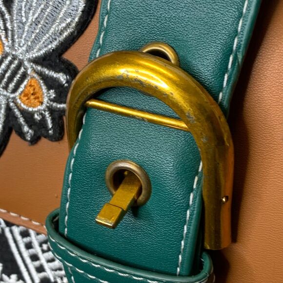 Patch Crossbody Handbag‎ Bee Crest Trendy Retro Adjustable Strap Embroidered - Picture 9 of 16